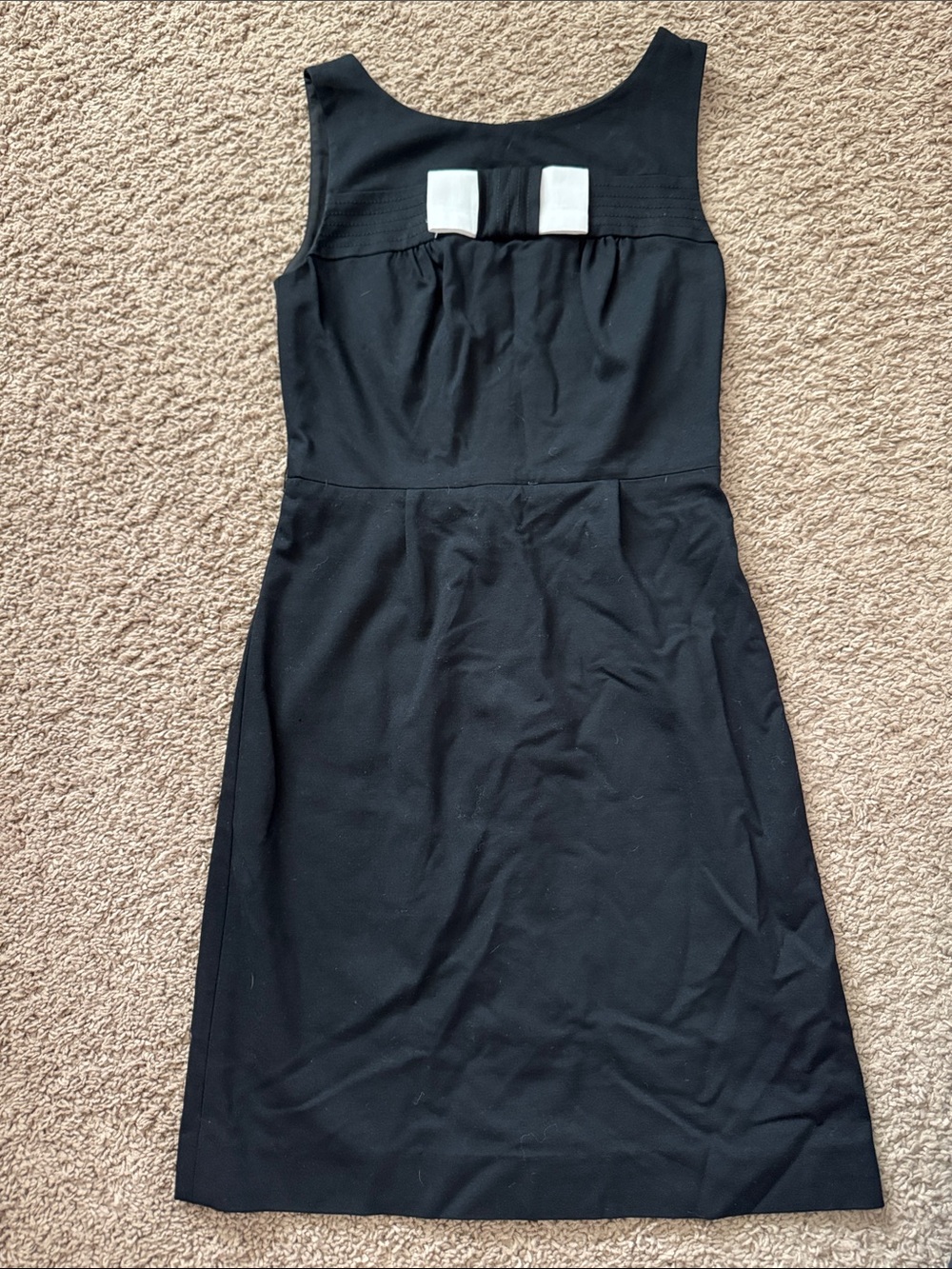 Kate Spade Black Sleeveless Midi Dress with White Bow Detail